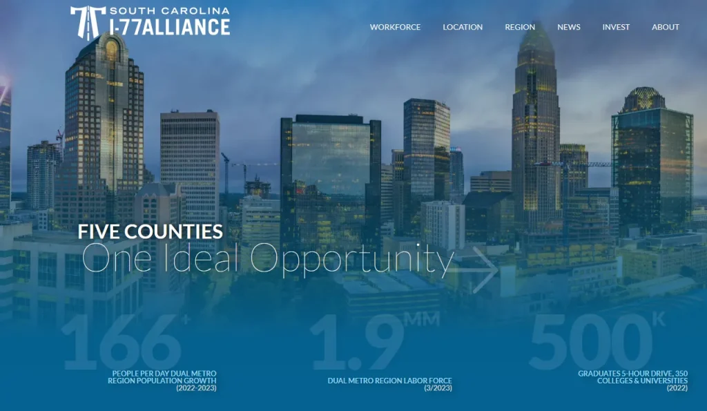 SC I-77 Alliance Economic Development Web Design